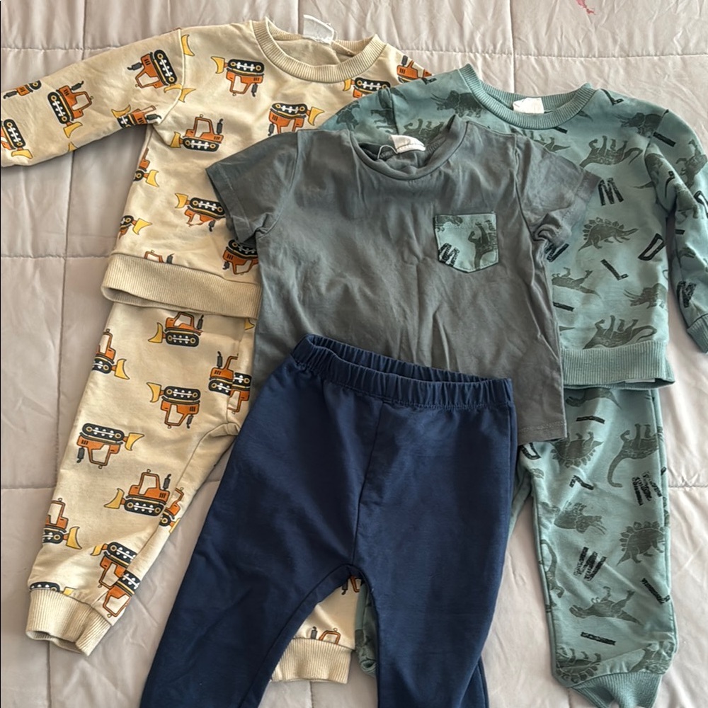Kids winter/fall set - Blue, Green, and Cream